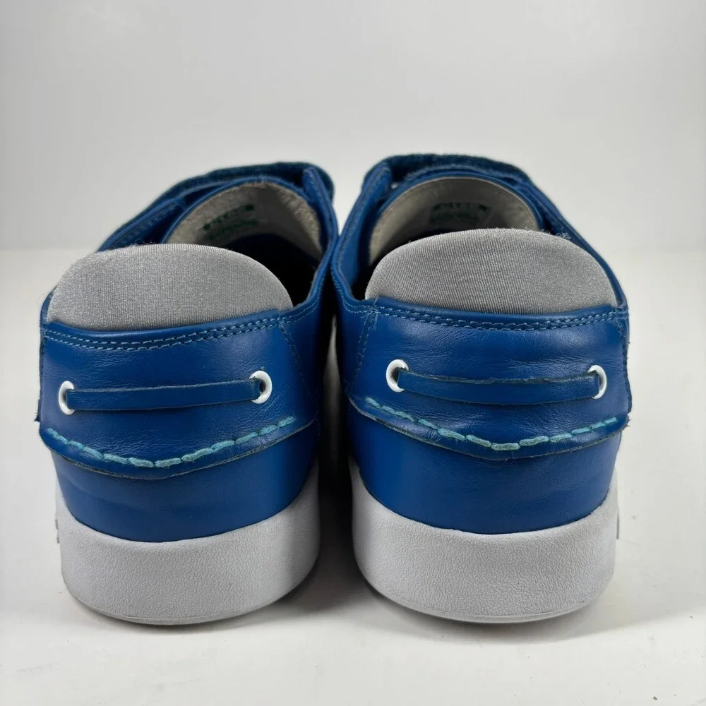 CLAE Cousteau Men's 12 Royal Blue Leather Double-Strap Moc-Toe Boat Shoe Sneaker